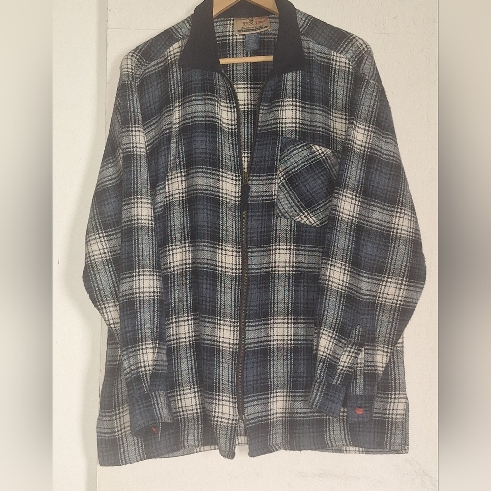 Express Blue and White Plaid Jacket